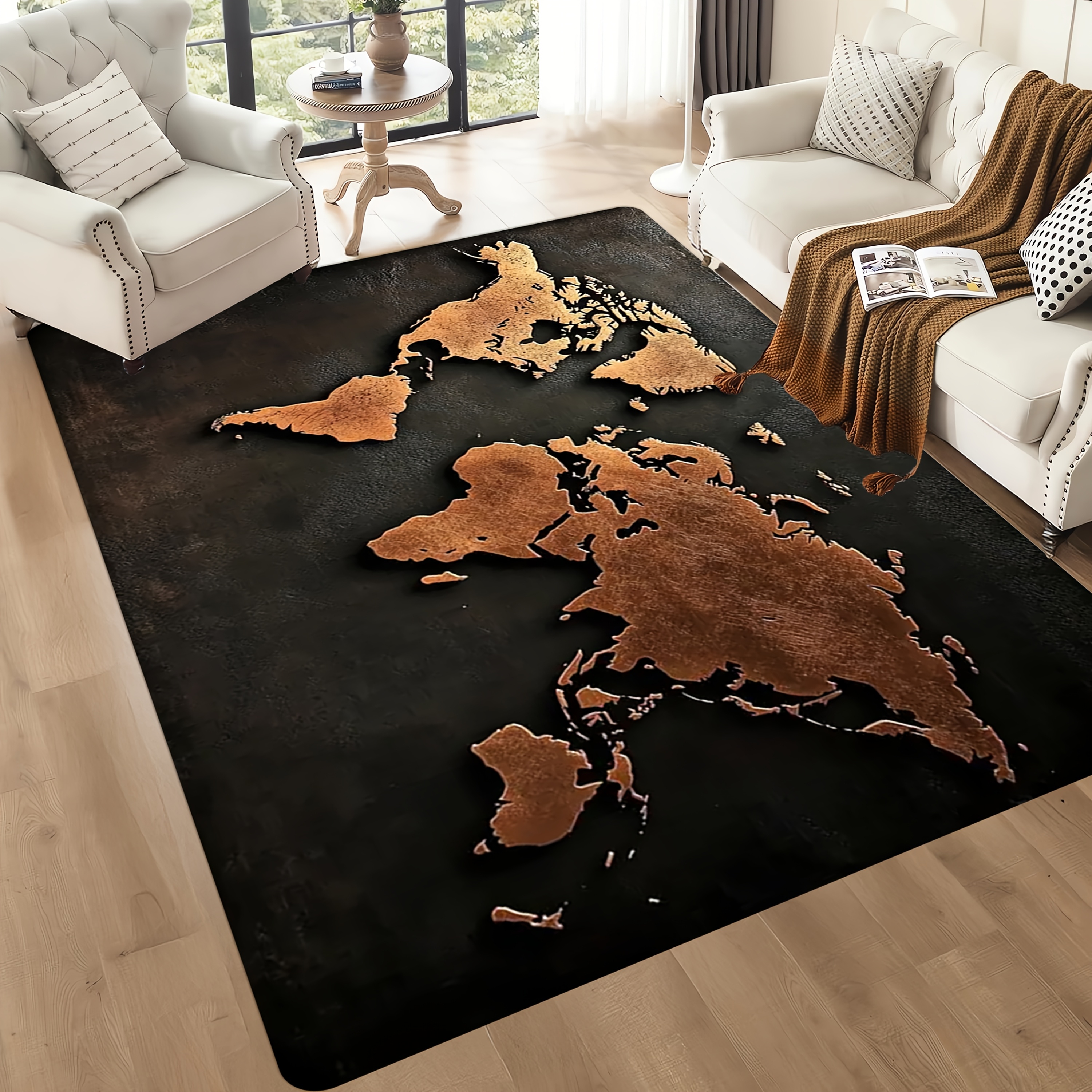 TEMU 1 pz., Tappetino Decorativo Retr簷 Stile Paese ed Estate con Motivo Mappa - Lavabile, per Bagno, Soggiorno, Camera da Letto, Cucina, Ufficio