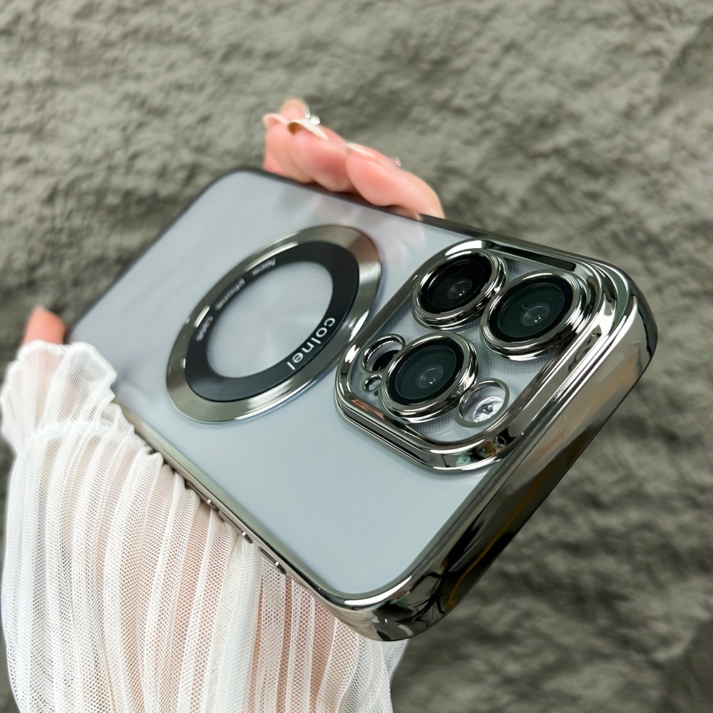 Funda parachoques de titanio Natural gris de lujo para iPhone 15