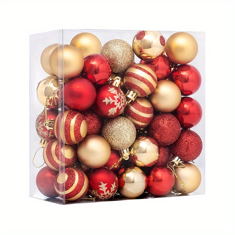 

50- Style Christmas Ball Ornaments - Shatterproof Plastic Holiday Hanging Decorations For , New Year & , Round-shaped, No Feathers, For Tree Trim & Home Decor