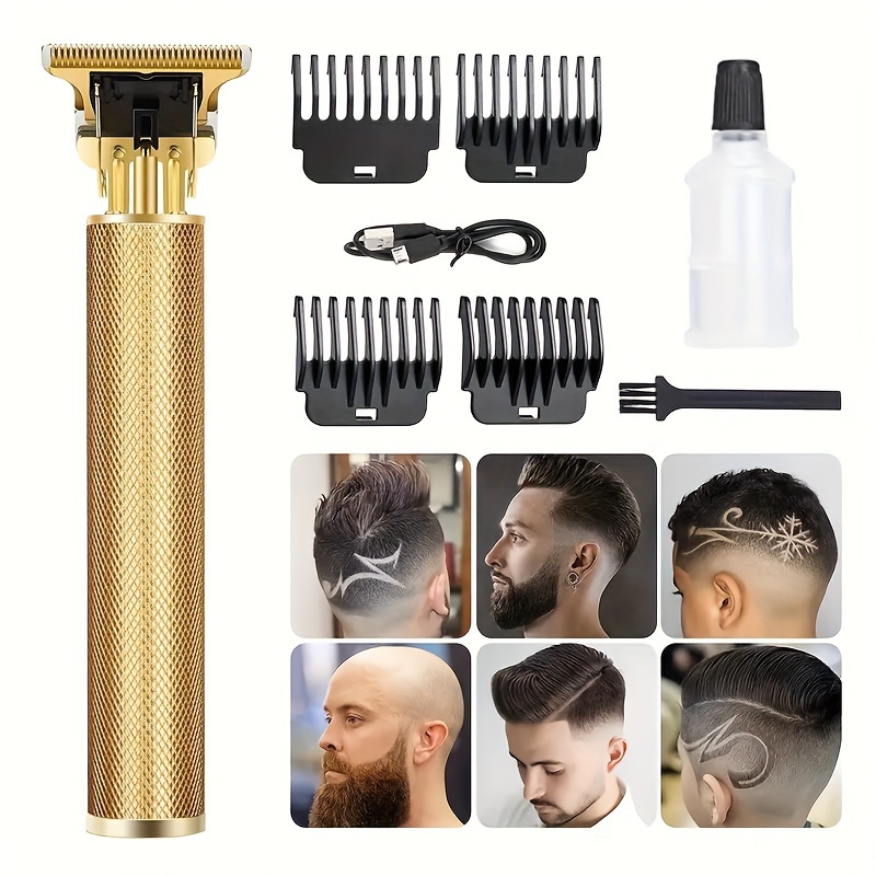 

Professional Hair Trimmer Clearance - Cordless Hair Clippers For Men Barber With 4 Comb Set, Hole, Cleaning Brush, Usb Rechargeable Grooming Kit For Men Gift (gold)