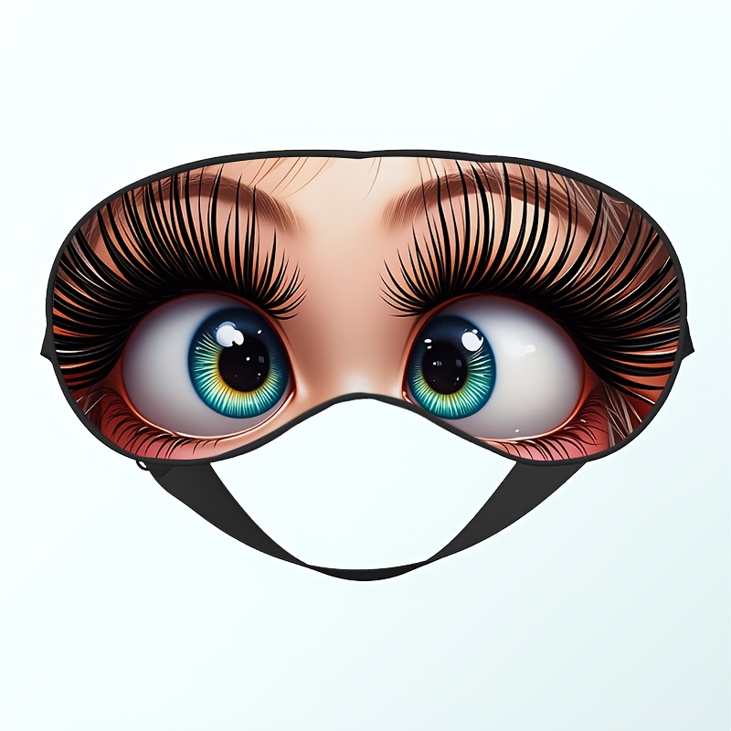 TEMU 1pc, Cute Cartoon Eyes Pattern Print Sleep Eye Mask, Soft Comfortable, Cute Fun, Couple Matching Unisex, Best Festival Gift, For Office Rest,