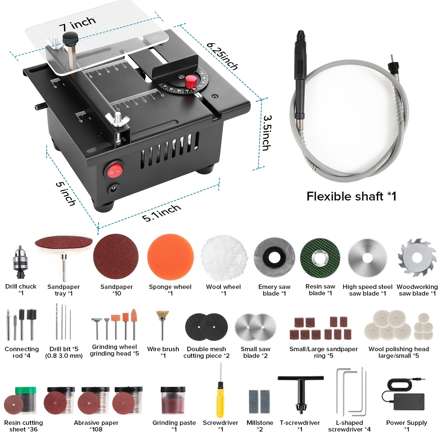 96w Multi-functional Mini Table Saw, Adjustable Angle, Integrated Grinding/ Engraving/ Drilling, Suitable For Wood/ Acrylic/ Plastic/ Pcb, Diy Electric Tool, Suitable For Handicraft Enthusiasts