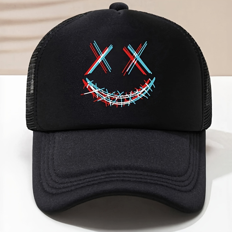 E-shop 1 Stück Smile Fashion Trend Druck Unisex Universal Schatten Baseball Cap Bequem Atmungsaktiv Täglich Und Outdoor Sport Strand Trip Aktivitäten
