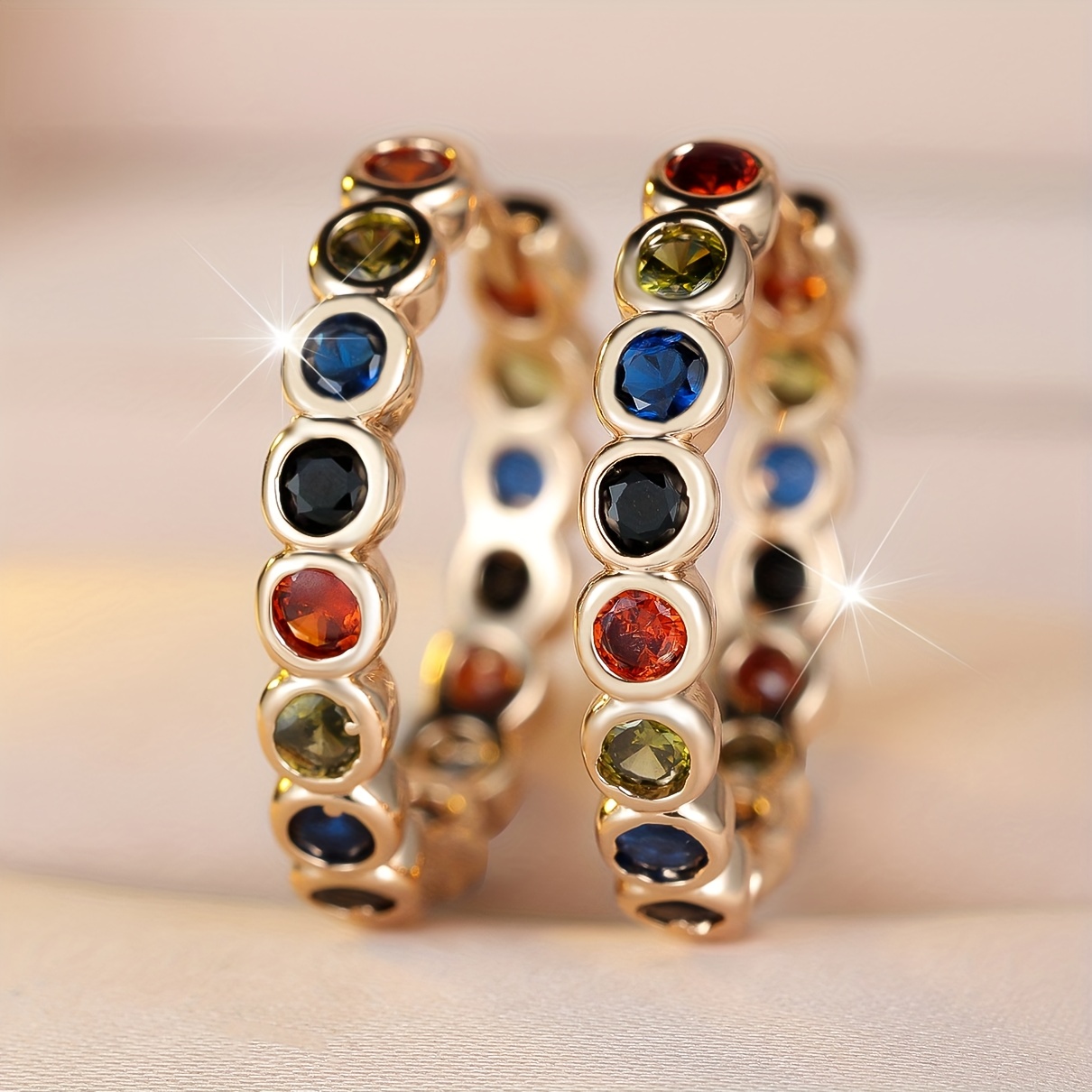 Image of Angol Fashionable And Luxurious Hoop Synthetic Synthetic Zirconia Earrings, A Holiday Gift For Her