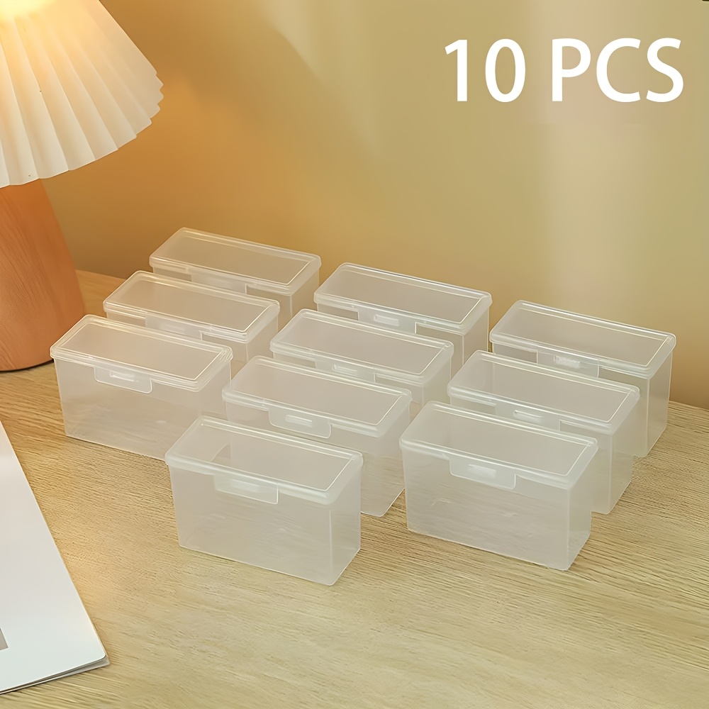 TEMU Ensemble de 10 boîtes de rangement transparentes avec couvercles - Parfait pour de visite, de jeu et de crédit | Organisateurs transparents pour