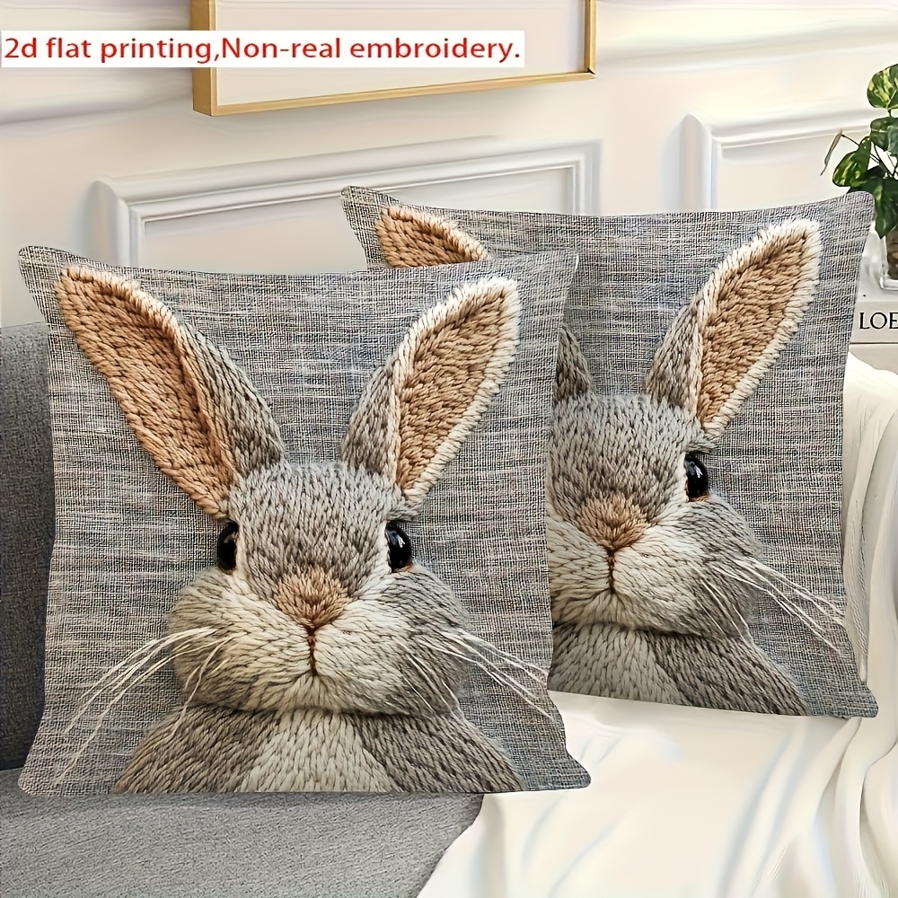 2pcs Easter Edition! Rabbit Pattern 2d Flat Print Pillowcase, You A Warm Holiday Atmosphere. Room Sofa Bedroom Bed Decorative Cushion Cover, Office And Car Decoration. Suitable For Rooms And Occasions