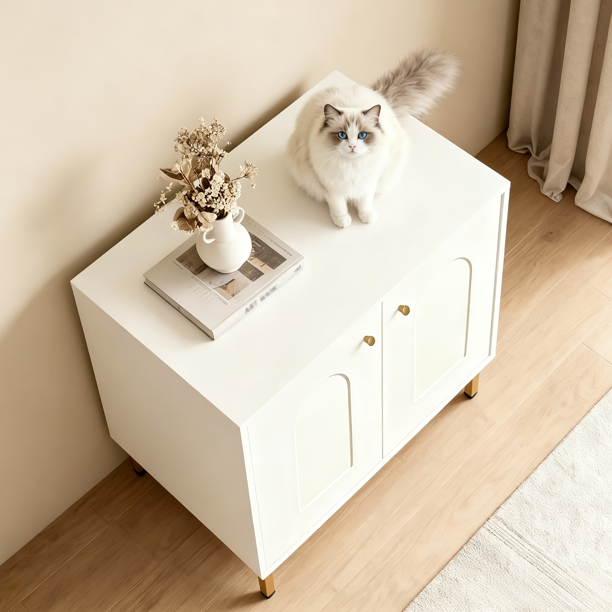 TEMU This Modern Concealed Litter Box Furniture Cabinet Combines A Cat House Side Table With Storage Functionality, Making It Suitable For Apartment