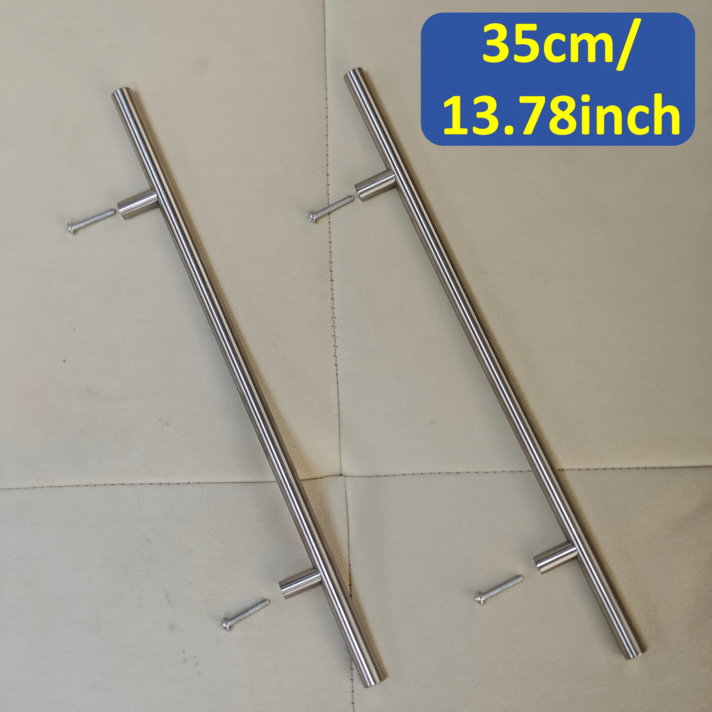 TEMU 2 pezzi Maniglie grandi a forma di T in acciaio inossidabile stile lusso , dimensioni 35 cm/13.78 pollici, impugnatura confortevole, superficie