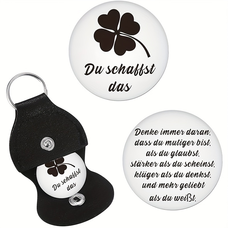 1pc Stainless Steel Double-sided Round Keychain, "" Good Luck Charm, Inspirational Lettering With Encouragement Message For Birthday Gift, Family, Husband, Friend