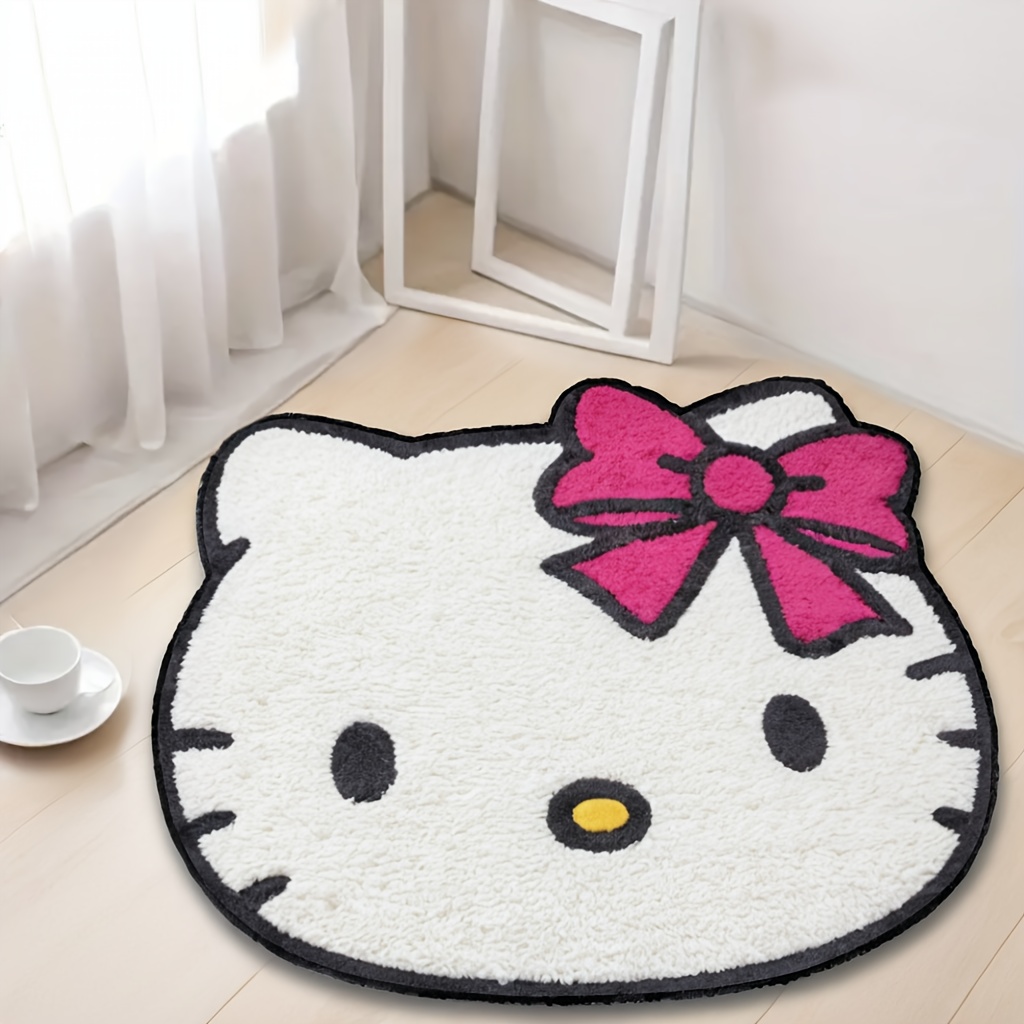 

1pc Sanrio Hello Kitty Bowknot Shape Pattern Door Mat, Office Floor Mat, Cute Print Mat Living Room Carpet Bedroom Mat, Suitable For Decorating Offices, Yoga