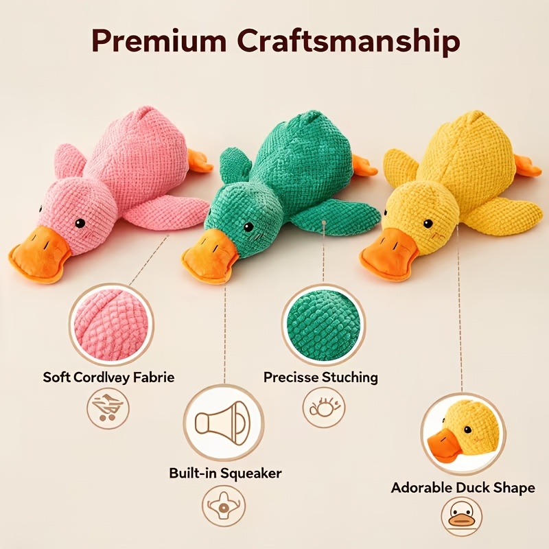 Interactive Yellow Duck Doll with Squeaking Sound for Pets