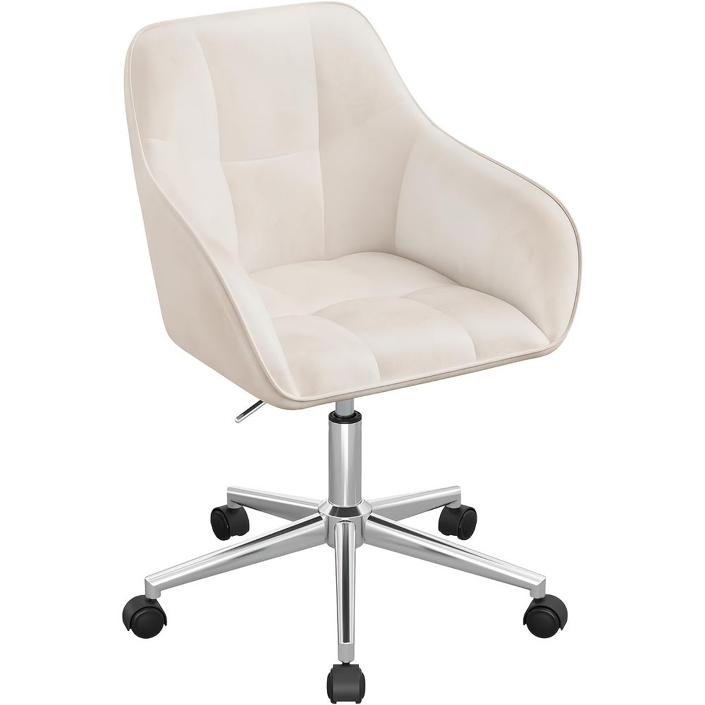 1x Home Office Chair, Desk Chair, Swivel Chair, Make-up Chair, Height Adjustable, Load Capacity Up To 150 Kg, With Armrests, Velvet Seat, For Bedroom, Office, Living Room