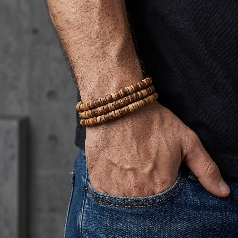 3pcs Vintage Coconut Shell Multi-Layer Bracelet Set
