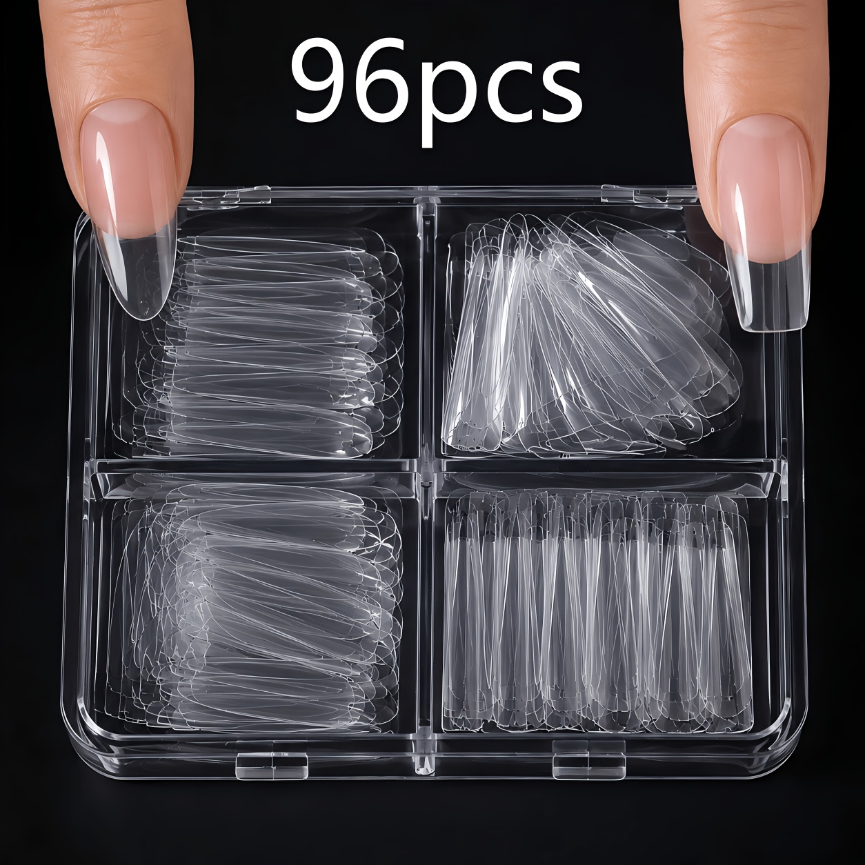 TEMU 96pcs Coverage Nail Sheets Set, Short Square And Almond Shape, Nail Art Tools Full Coverage Extension Sheets - Salon/home Use, High Material,