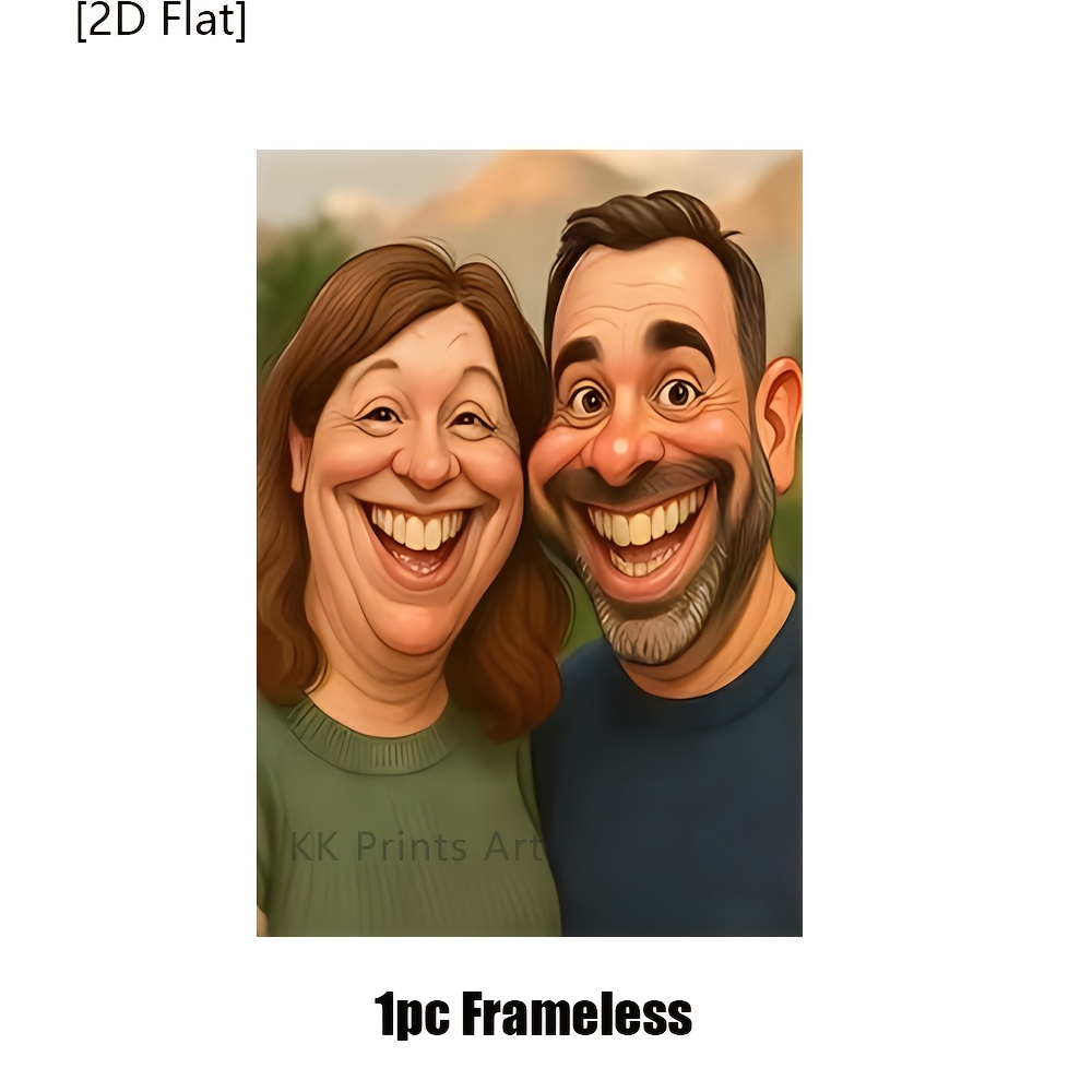 E-shop 2D-Flach, Personalisiertes Cartoon-Porträt – Personalisierte Fotokunst mit Ihrem eigenen Foto/Foto- – Lustige Karikatur-Leinwandmalerei –