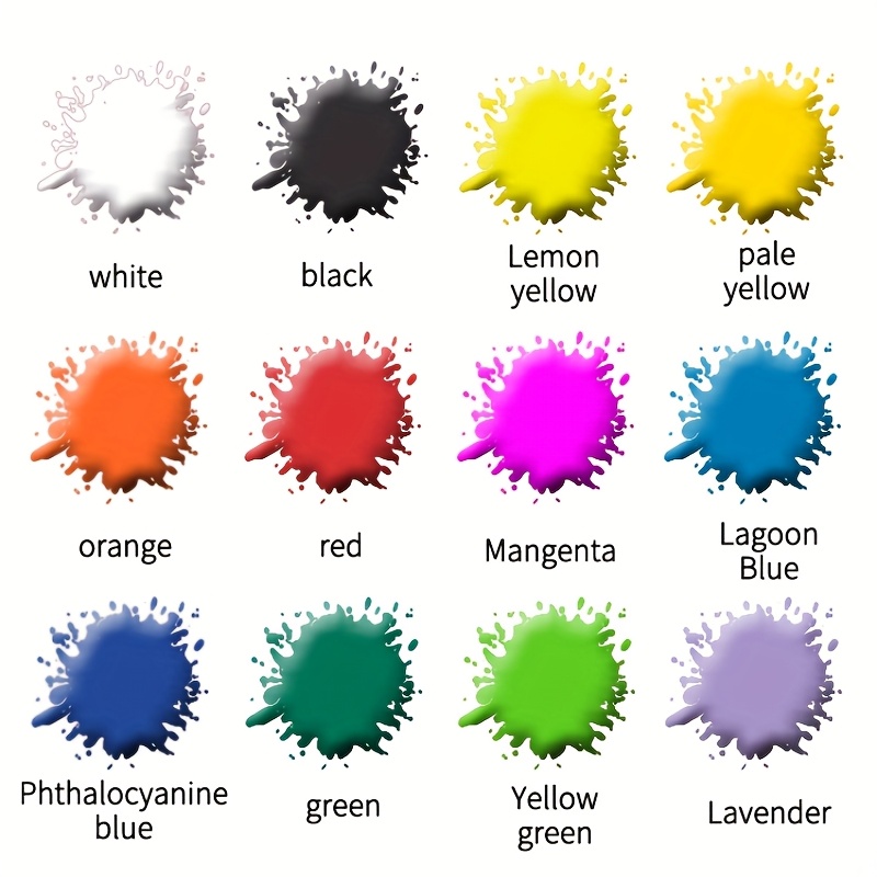 12 Bright Colors Acrylic Pouring Paints Set for Art Projects
