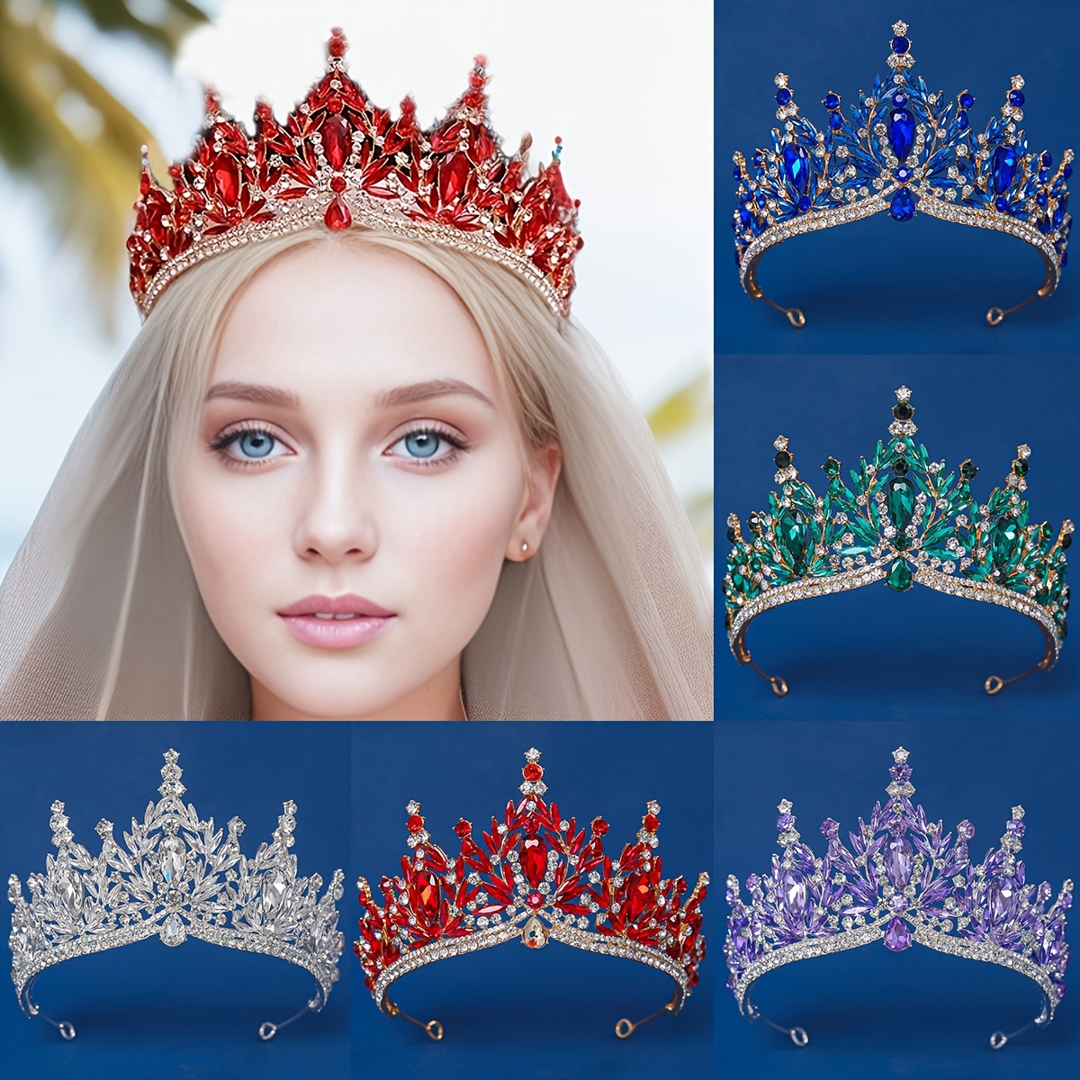 

Luxury Baroque Style Rhinestone Tiara, Vintage Royal Bridal Crown, Women's Wedding Hair Accessories, Princess Queen Headpieces