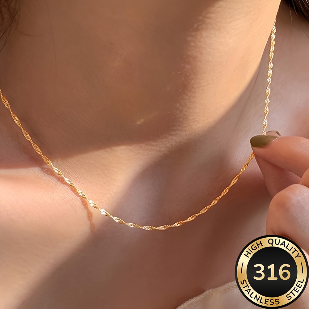high quality stainless steel golden necklace anti fade simple and elegant fashionable womens necklaces for daily wear or parties jewelry accessories are exquisite gifts for women