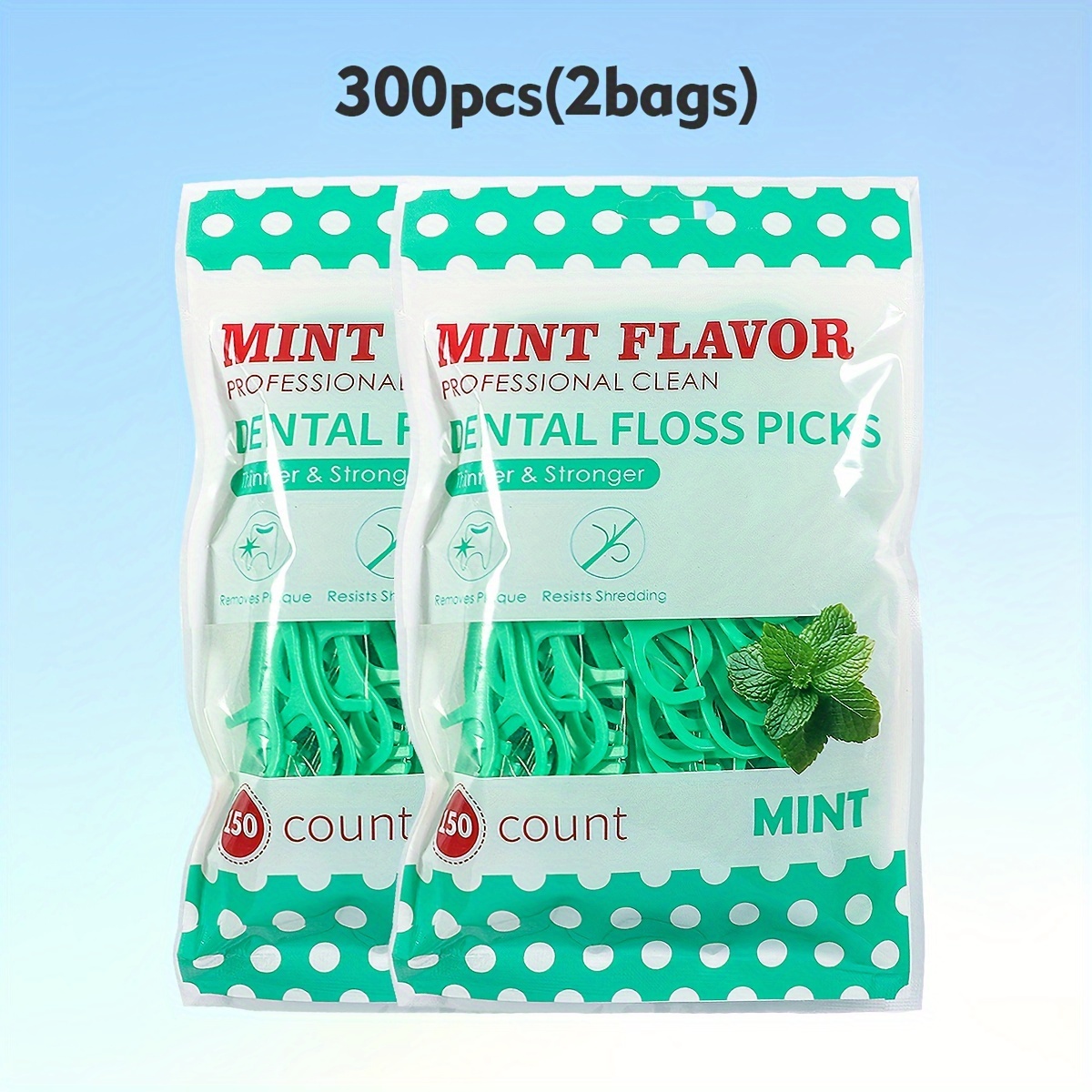 Image of 600/300/150pcs Refreshing Mint Flavored Dental Floss | Deep Cleaning, Portable Disposable Sanitary Floss Essential For Home, Travel, And Daily Use - Polyethylene Material, Peppermint Flavor By Smile