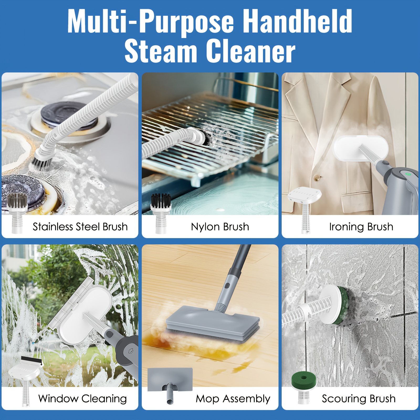 Steam mop steam cleaner detachable handheld carpet cleaner, household and floor cleaner, corded household steam cleaner, 10in 1 multifunctional accessory and 2 mats, powerful sofa steamer, hardwood, tiles, cement paste, windows, kitchen, bathroom 15 Steam mop, steam cleaner, detachable handheld carpet cleaner, household and floor cleaner, corded household steam cleaner, 10in 1 multifunctional accessory and 2 mats, powerful sofa steamer, hardwood, tiles, cement paste, windows, kitchen, bathroom