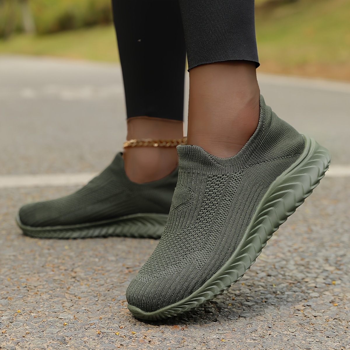 Image of Breathable Knit Fabric Sneakers - Lightweight Women's Slip-on Summer Sneakers With Breathable Knit Fabric, Casual Low-, Eva Sole, Ideal For Walking, Fitness, And Driving, Women Shoes