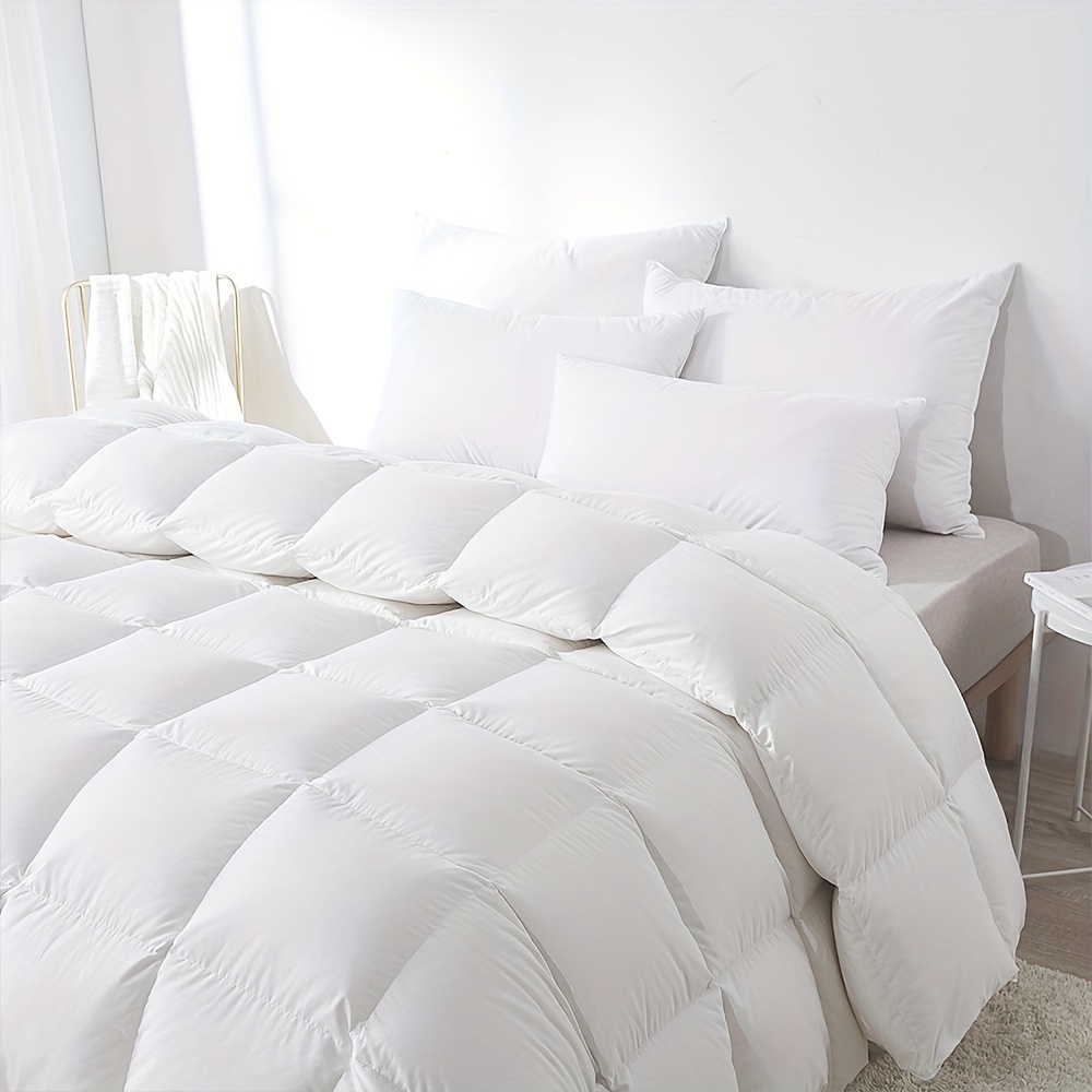 Image of 1pc White Duvet Filled With 90% Premium Down And 10% Feather, 750+ Duvet With Noiseless And Duvet Cover, Ultra Fluffy And Super Soft Comforter, 135x200cm/ 155x220cm/ 200x200cm/ 240x220cm