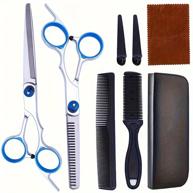 TEMU Professional Haircut Set, -handed Texturizing & Thinning Shears Hair Types, Fragrance-free