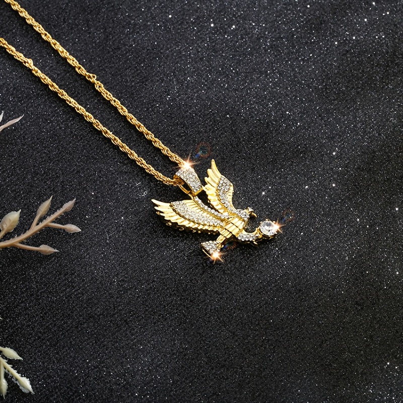 Men's Animal Eagle Pendant Necklace with Synthetic Cubic Zirconia