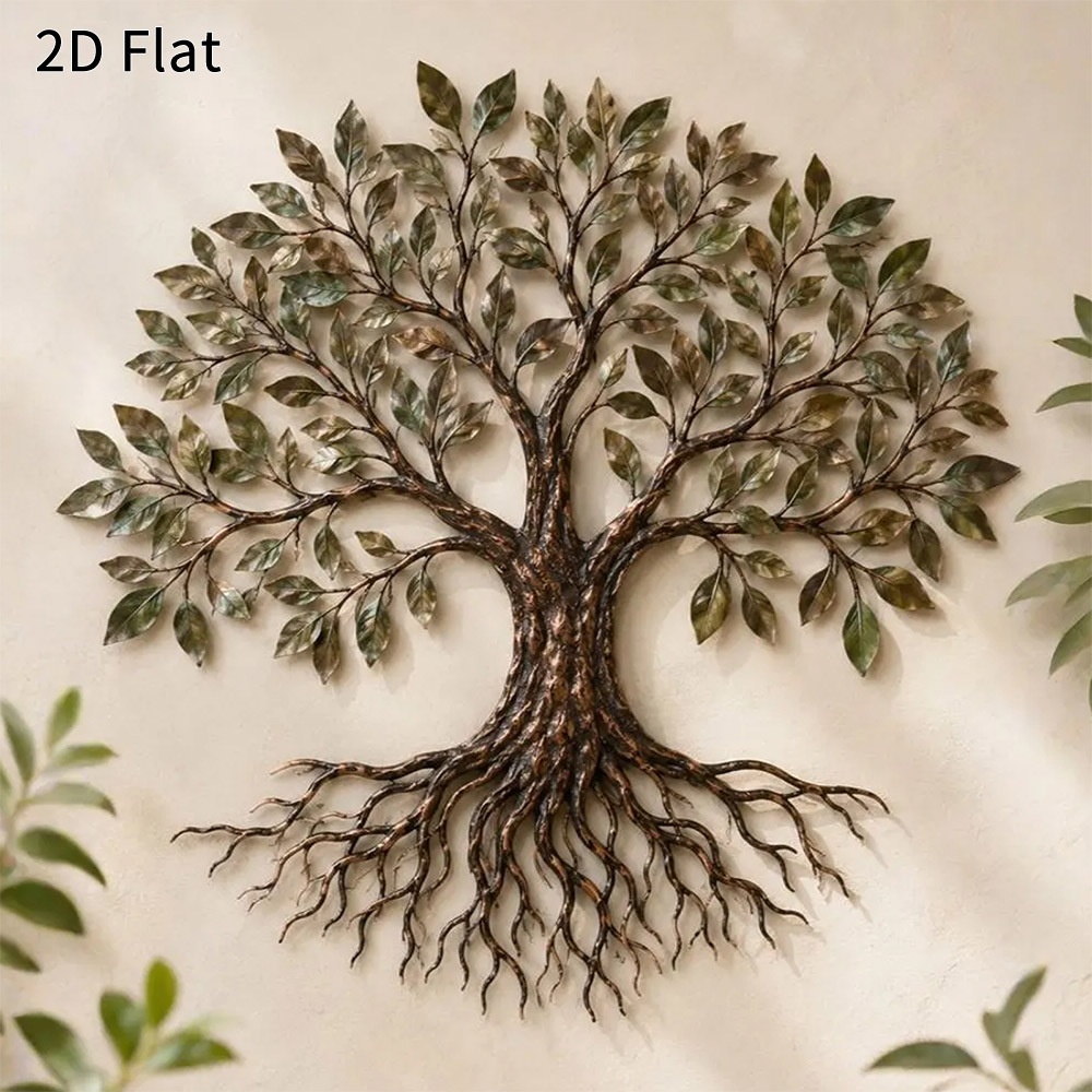 TEMU 2d Flat, 1pc 2d Flat Tree Of Life Wall Decor, Rustic Style, Elegant Tree-shaped Hanging Plaque, Suitable For Room, Bedroom, Indoor And Outdoor