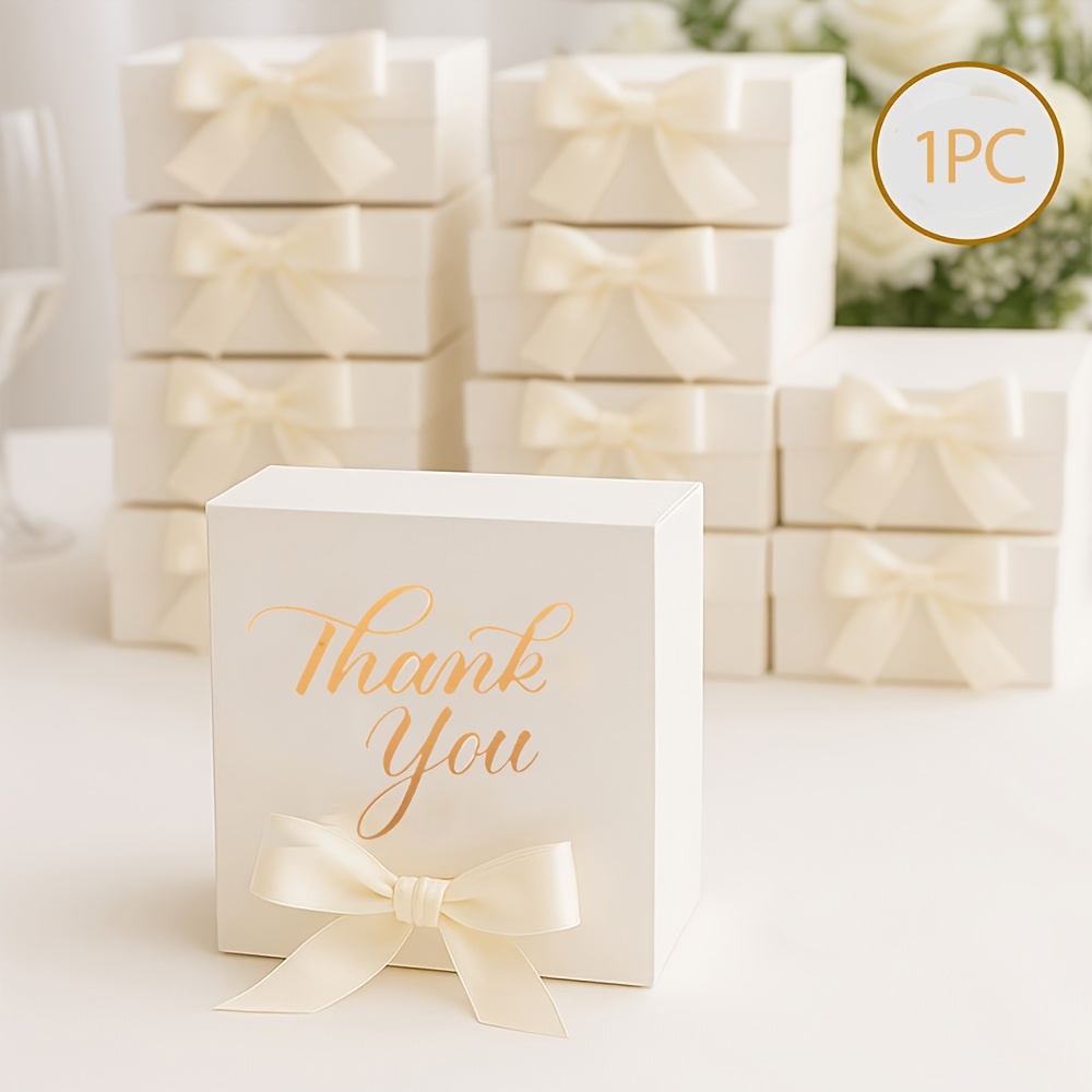 TEMU 10pcs/1pc Thank You Square Gift Box, Size 11.5*11.5*5.5cm With Ribbon, Minimalist Small Candy Party Favor Box, Birthday Wedding Holiday Gifts,