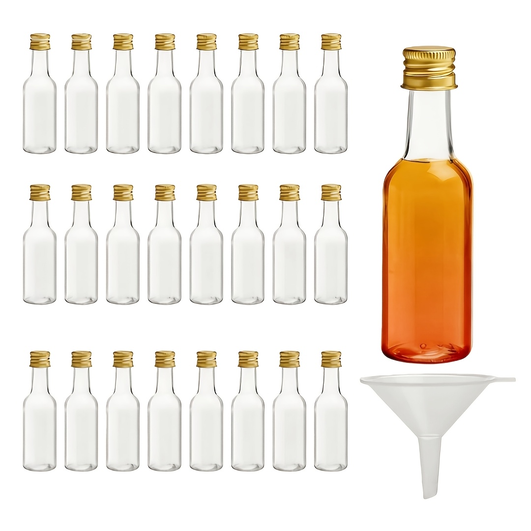 Image of 24pcs Transparent Narrow-neck Bottles With Screw Caps, 50ml/1.5oz Mini Boston Round Containers, Ideal For Essential Oils, Perfumes, Wedding, Birthday, Bachelorette Party Mini Vials, With Funnels