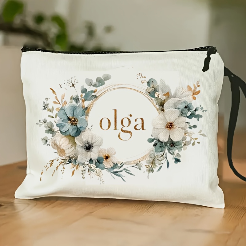 E-shop Elegante Blumen Make-up Tasche mit Armband | Leicht, Reißverschluss, Faltbar, Lichtbeständig, - Ideal für Reisen, Geschenke, Lehrer, Beauty-