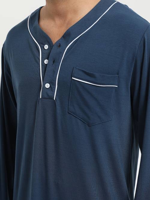 mens thin long sleeve color block hem lounge robe nightgown