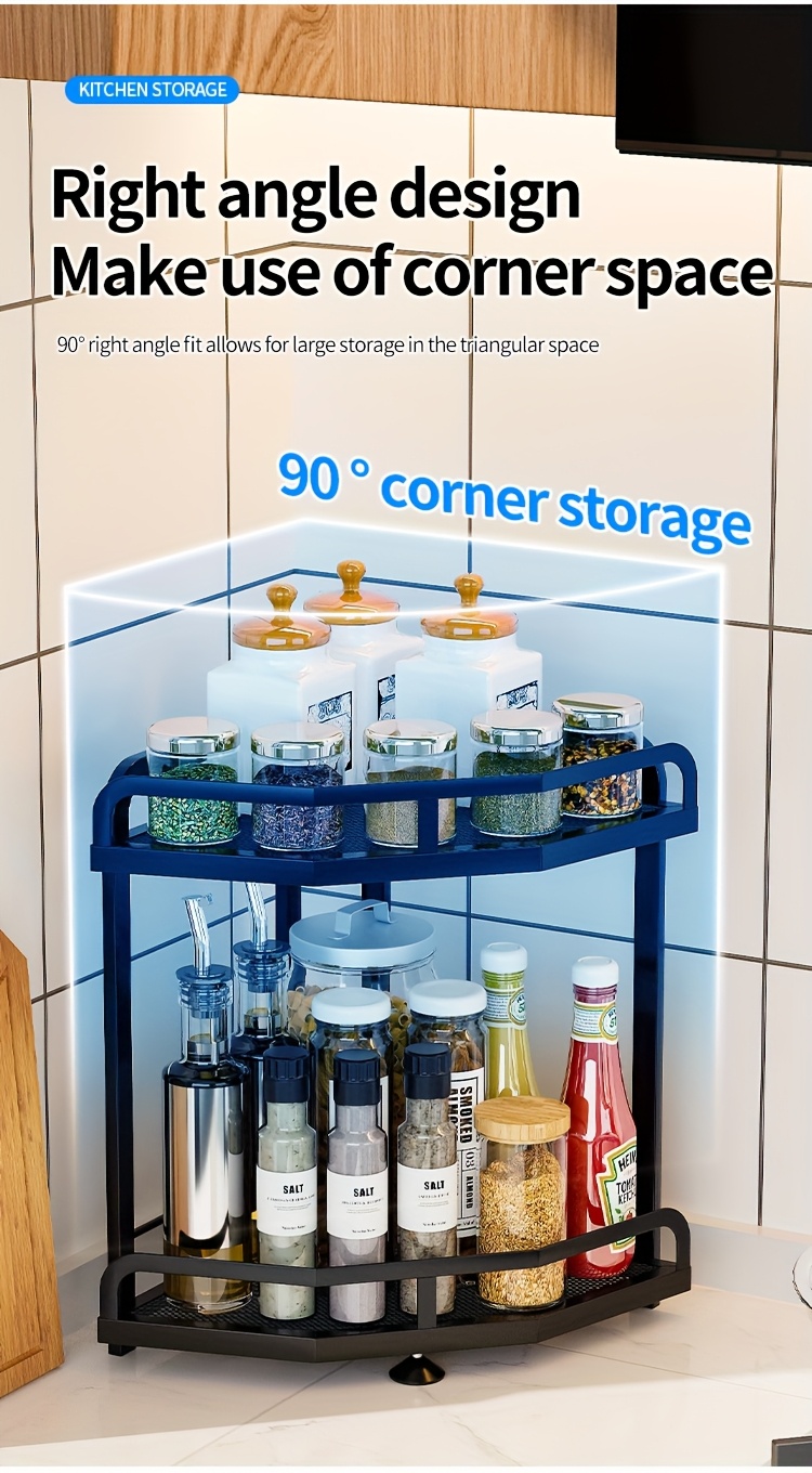 1pc modern metal countertop storage rack space saving multifunctional corner organizer with suction cups for kitchen accessories kitchen organizers and storage Product details 3