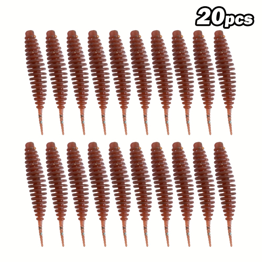 TEMU Goture 20 pezzi Esche a verme Esca morbida 3.6Cm/1.4In 4.8Cm/1.9In Esche da pesca Pesca Esca per Artificiale PVC