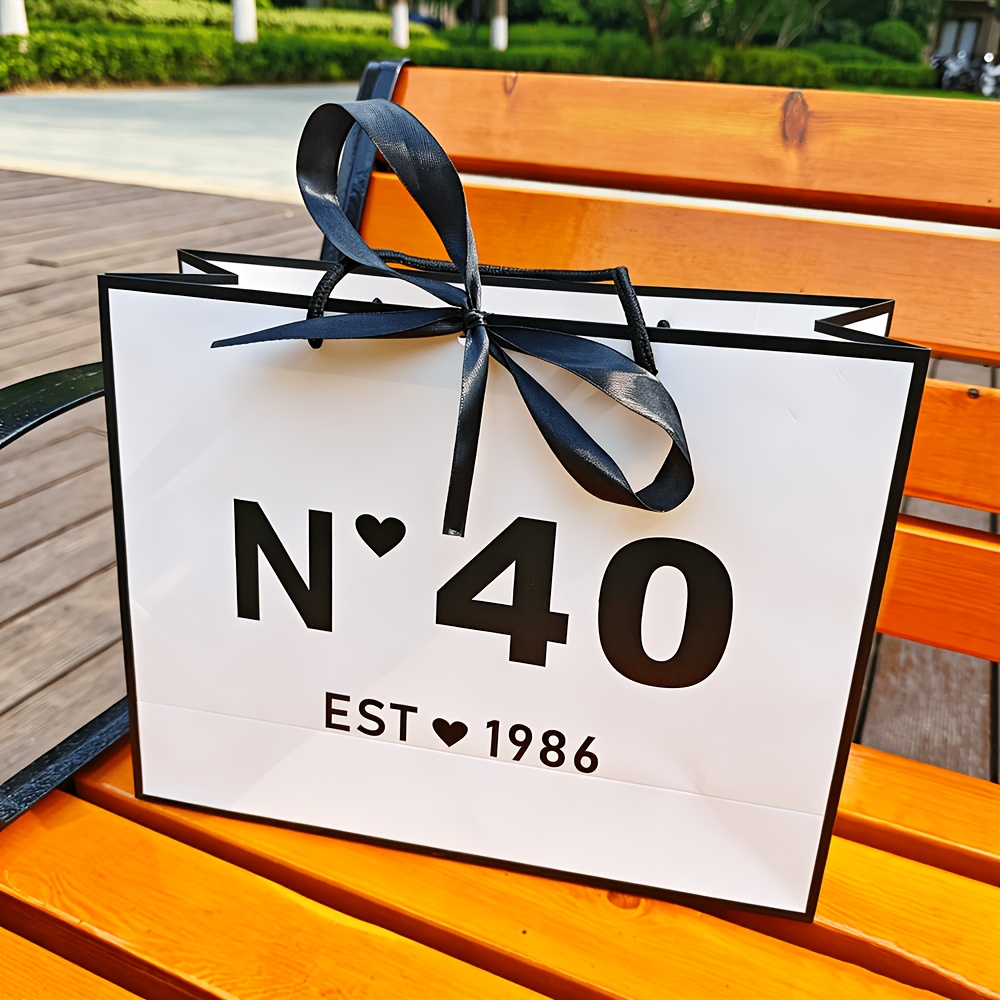 TEMU Gift For Her/him 40th Birthday Tote Bag Suitable For Birthday Decorations, Reusable Foldable Gift Tote With Rope Handles & - Closure, Wide Base
