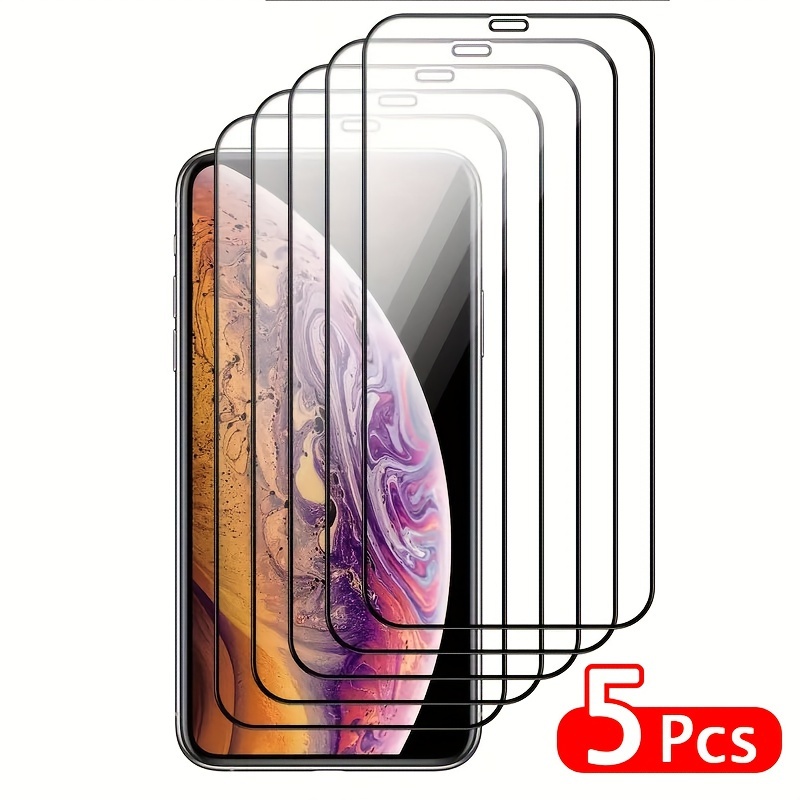 

5-pack 9h Tempered Glass Screen Protectors, Full Coverage, Easy Installation, Crystal Clear, Glossy Finish, Anti-fingerprint, For Iphone 11/12/13/14/15/se2/x/xs/xr/16 Series Compatible