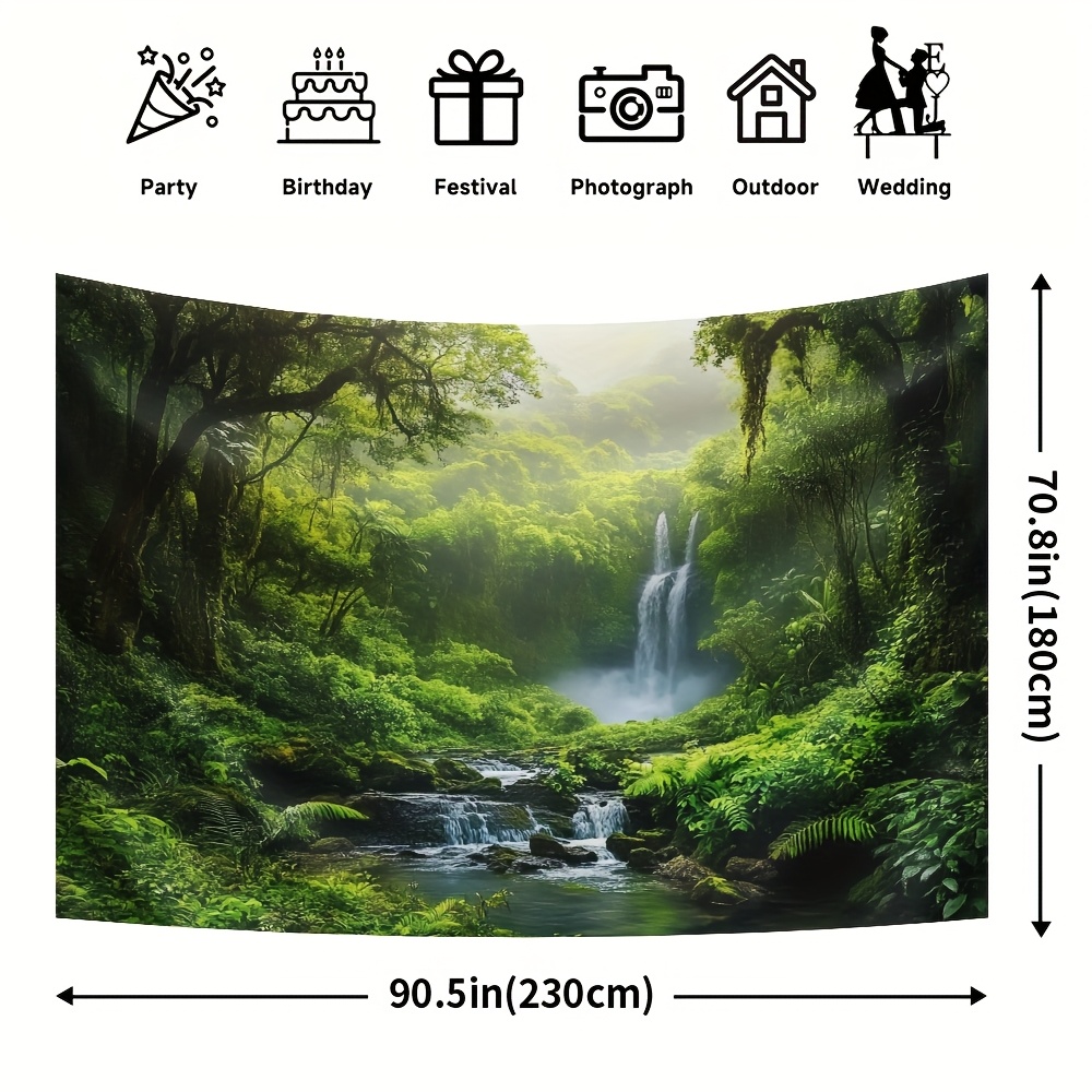 TEMU 1pc Large Spring-themed Landscape Tapestry - Durable Polyester, No Power Needed, Easy To Hang - Ideal For Room & Garden Decor With Greenery And