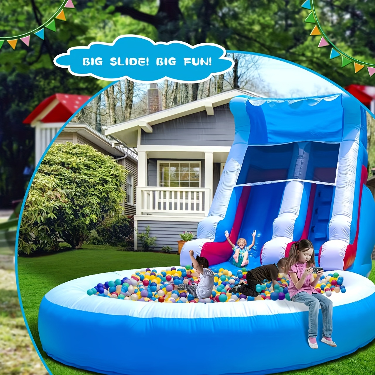 Water Slide Pool Inflatables Big W 382X381CM AirMyFun Kids