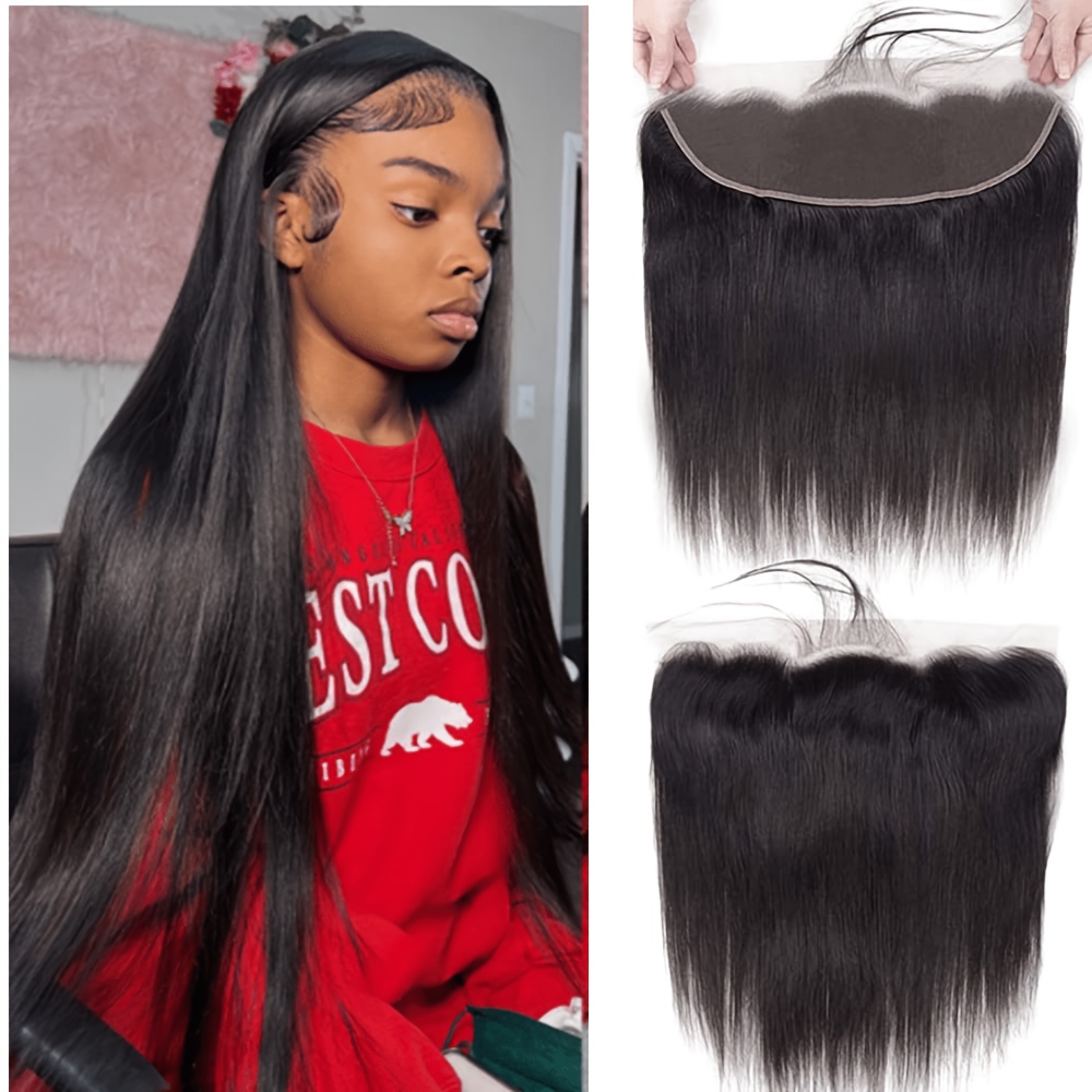 13x4 Lace Frontal Closure Ear-to-ear Pre-plucked Straight Human Hair Extension Natural Black Long-lasting And Versatile
