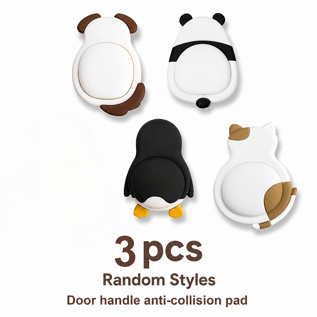 TEMU Soft Rubber Set, Cartoon Animal-shaped Wall Protector Stickers, Silent Cushioning Anti-collision Door Stoppers, Random Styles