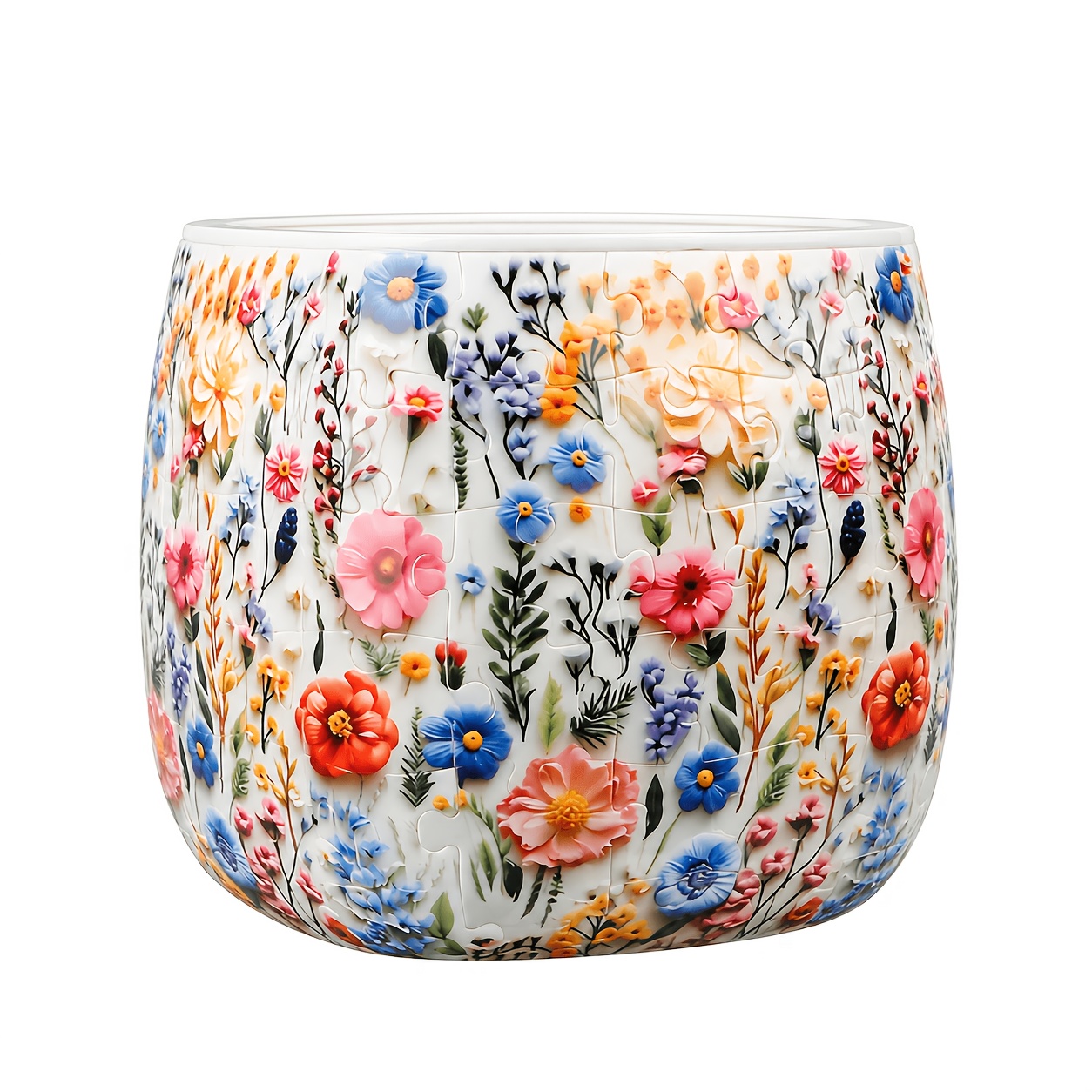 TEMU 3d Puzzle Planter With 96pcs For Adults, Flower Vase, Pattern Flower Pot With Removable Inner Pot And Drainage Hole, Abs Interlocking Succulent