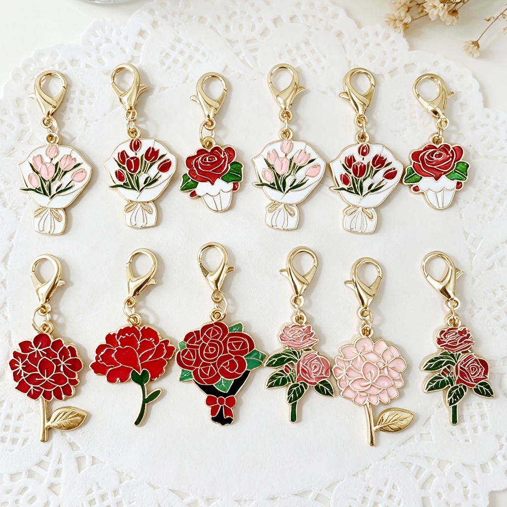 TEMU 12 Pezzi Portachiavi a Forma di Casuali - Simpatici Anelli Portachiavi in Metallo con Chiusura a Moschettone, Regalo di Compleanno per Donne e