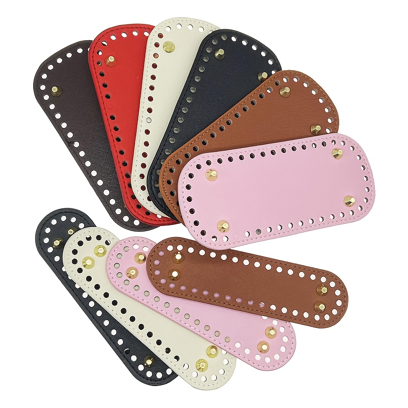 TEMU Set Of 10 Oval-shaped Faux Leather Bag Bases - Knitting And Crochet Bag Bottom Pads With Iron Nails - Assorted Colors, Including 6pcs (18x8cm)