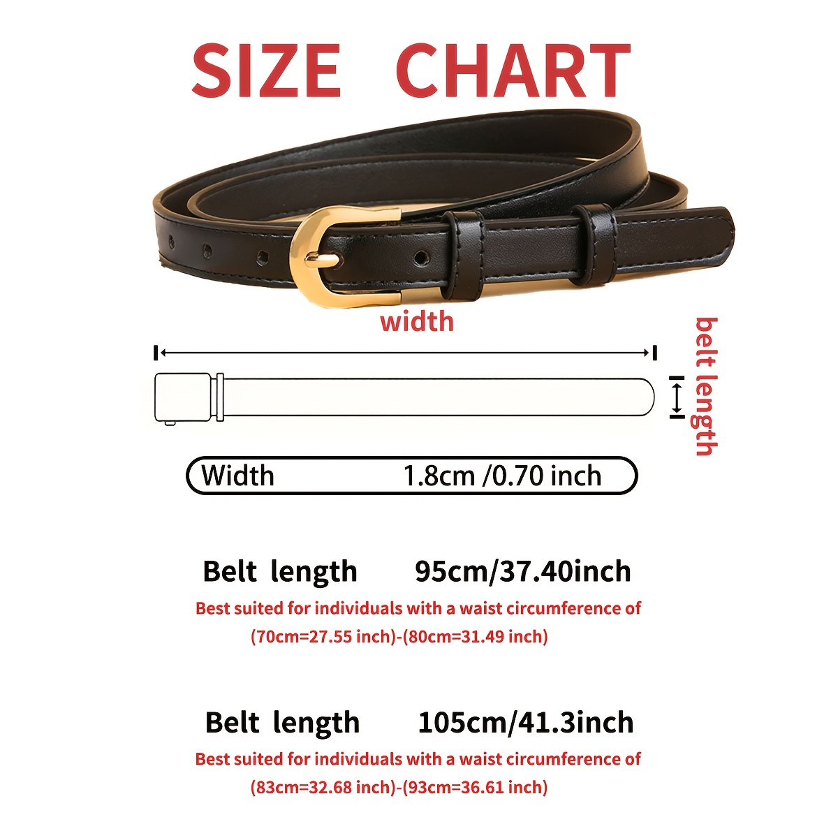 2pcs Horseshoe-Shaped Alloy Buckle Women's Casual PU Belt