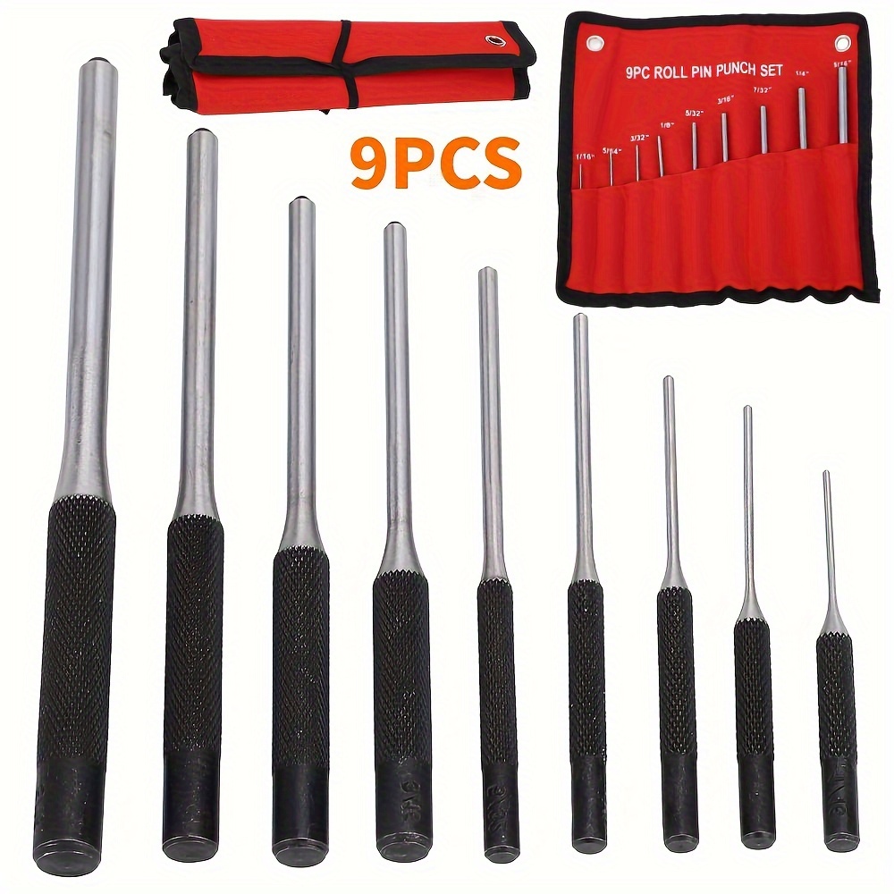 

9pcs Steel Roll Pin Punch Set, 1/16 To 5/16 Inch - Ideal For Automotive, Watch Repair, And Jewelry Crafting