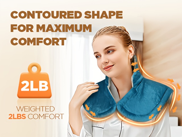   pad for neck shoulders back   fast   to 150 f 2 0lb weighted electric pad 6 heat levels auto off soft plush fabric   22 x18 gifts for women men mom dad birthday and mothers day Product details 3