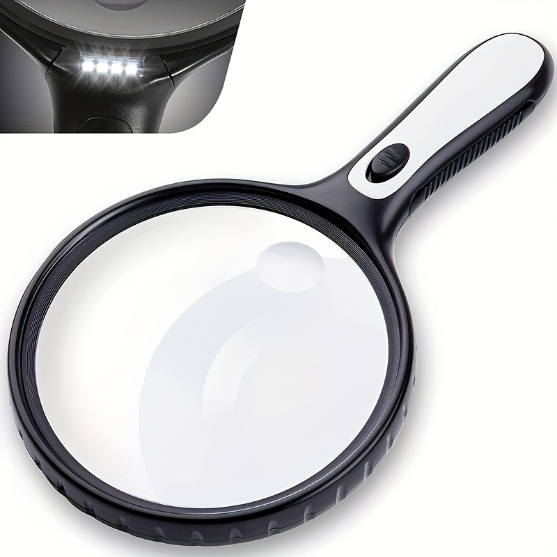 Large Magnifying Glass, Page Magnifier,handheld Lighted Magnifier,  Magnifying Glass For Reading Small Prints & Low Vision Seniors With Aging  Eyes. - Temu Italy