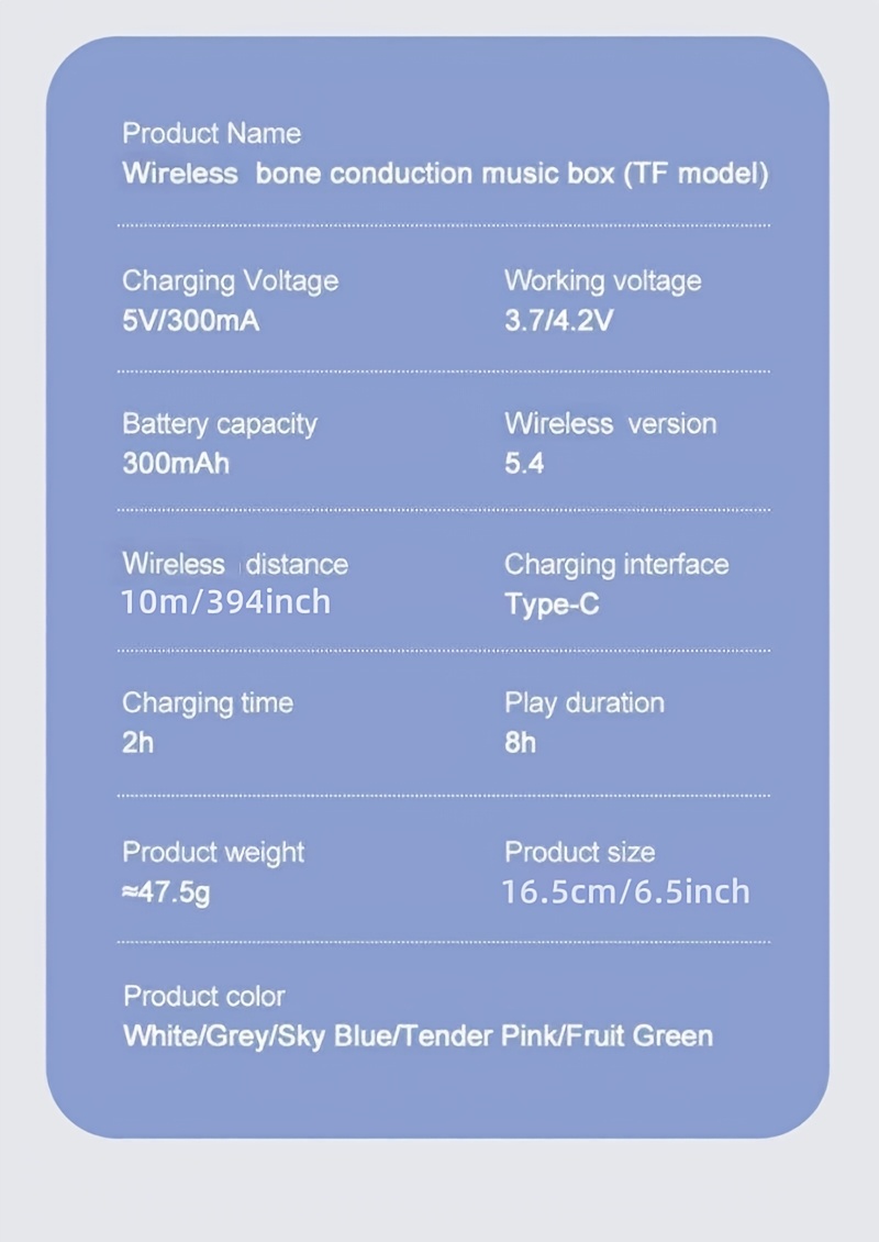 bone conduction music sleep speaker bedside companion sleek music box lightweight device energyefficient tech   player travel companion Product details 16