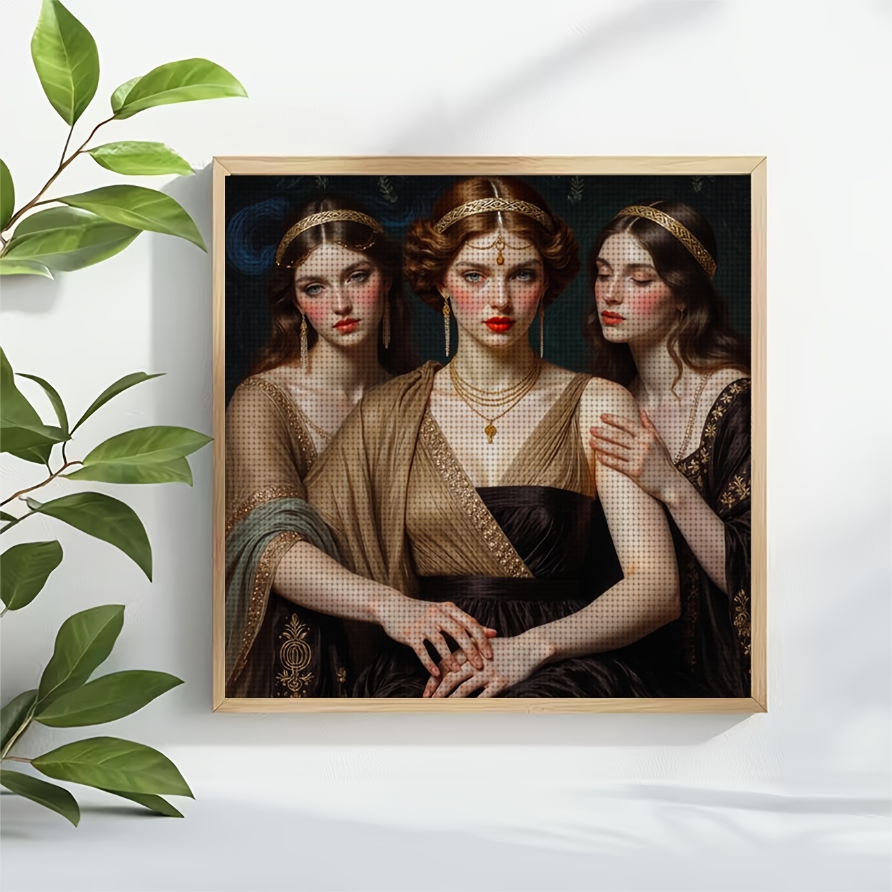 Frameless Cross Stitch Kit, 'Three Classical Attire' Pattern, Ideal for Beginners